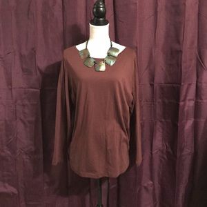 NWT Dressbarn Brown, Versatile, Long-Sleeve Tee-2X